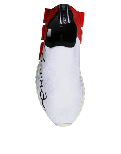 Dolce & Gabbana White Red Low Top Sorrento Men Sneakers Shoes - SMARTMARTNZ
