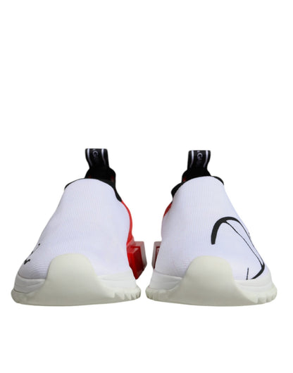 Dolce & Gabbana White Red Low Top Sorrento Men Sneakers Shoes - SMARTMARTNZ