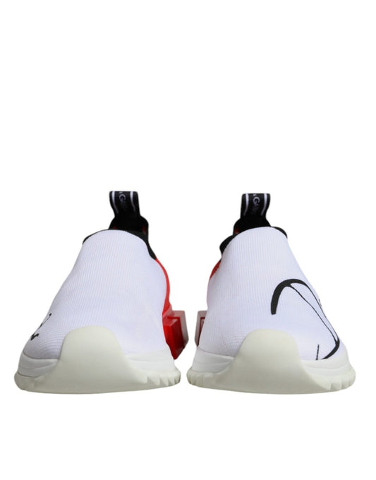 Dolce & Gabbana White Red Low Top Sorrento Men Sneakers Shoes - SMARTMARTNZ