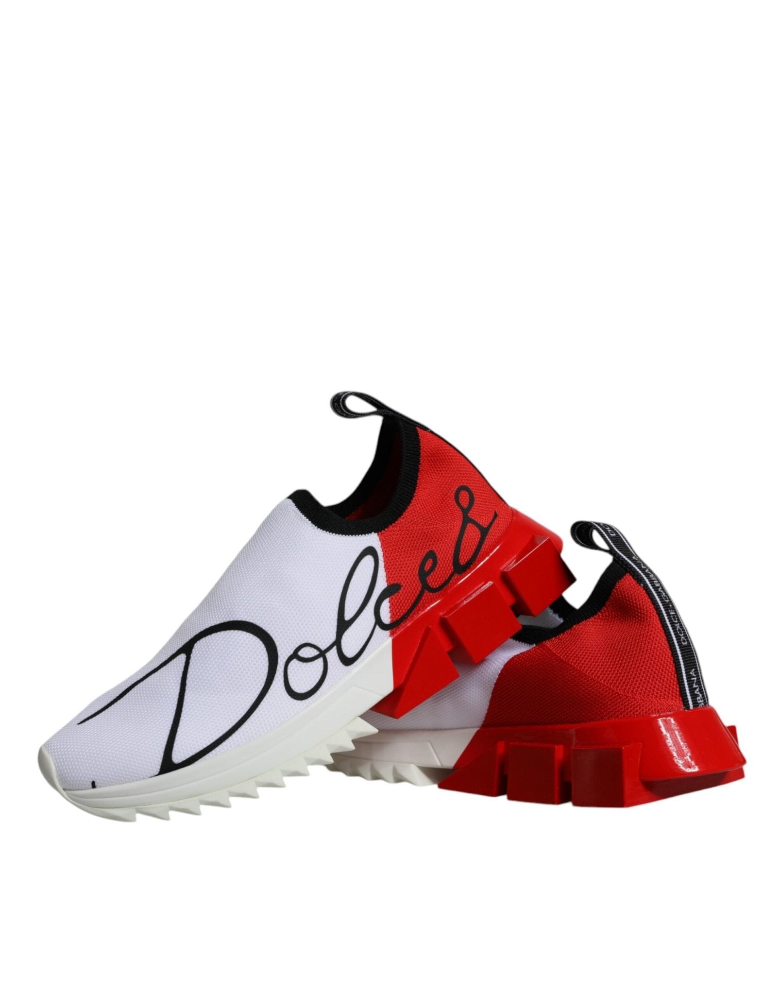 Dolce & Gabbana White Red Low Top Sorrento Men Sneakers Shoes - SMARTMARTNZ