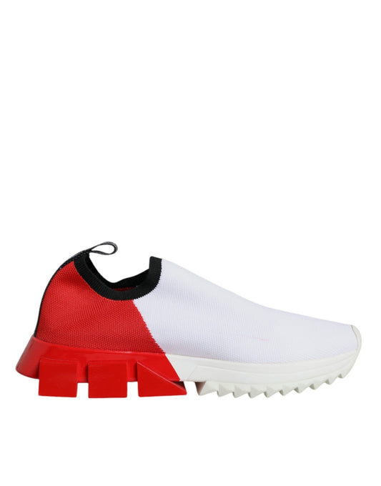 Dolce & Gabbana White Red Low Top Sorrento Men Sneakers Shoes - SMARTMARTNZ