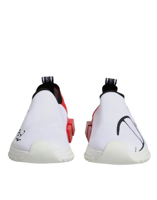 Dolce & Gabbana White Red Low Top Sorrento Men Sneakers Shoes - SMARTMARTNZ
