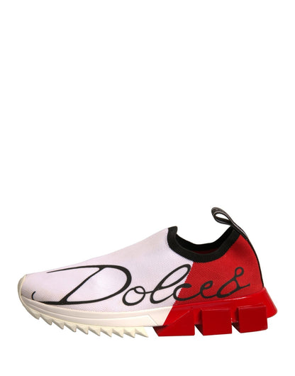 Dolce & Gabbana White Red Low Top Sorrento Sneakers Shoes - SMARTMARTNZ