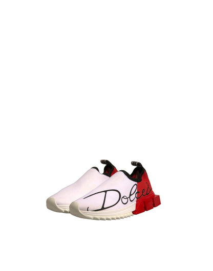 Dolce & Gabbana White Red Low Top Sorrento Sneakers Shoes - SMARTMARTNZ