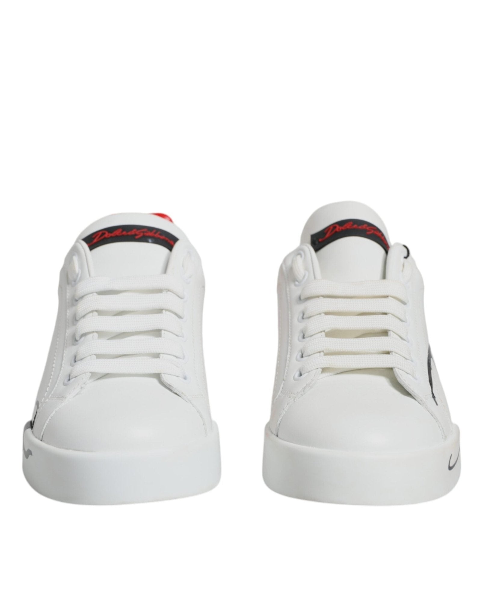 Dolce & Gabbana White Red Portofino Low Top Sneakers Shoes - SMARTMARTNZ
