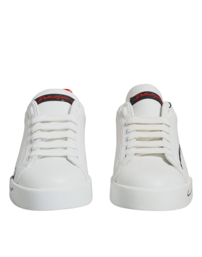 Dolce & Gabbana White Red Portofino Low Top Sneakers Shoes - SMARTMARTNZ
