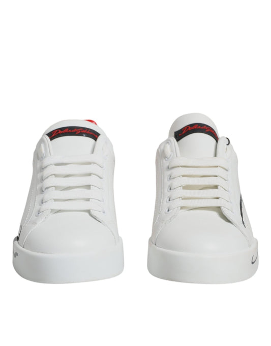 Dolce & Gabbana White Red Portofino Low Top Sneakers Shoes - SMARTMARTNZ