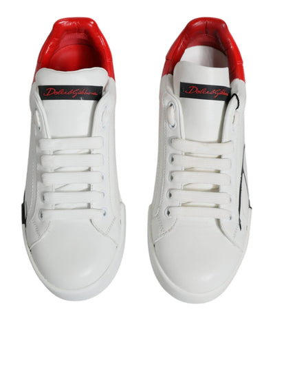 Dolce & Gabbana White Red Portofino Low Top Sneakers Shoes - SMARTMARTNZ
