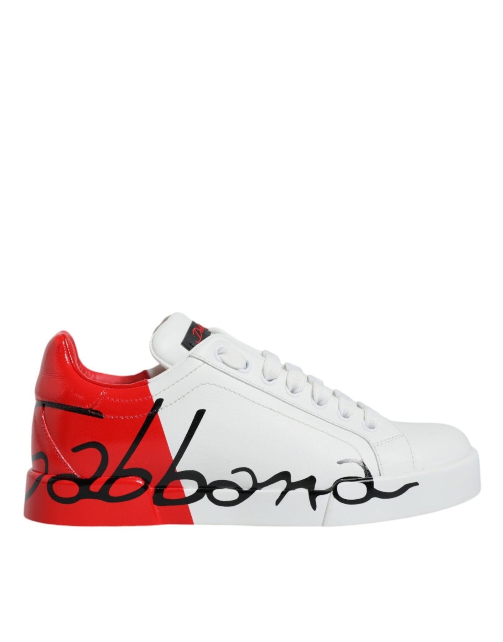 Dolce & Gabbana White Red Portofino Low Top Sneakers Shoes - SMARTMARTNZ