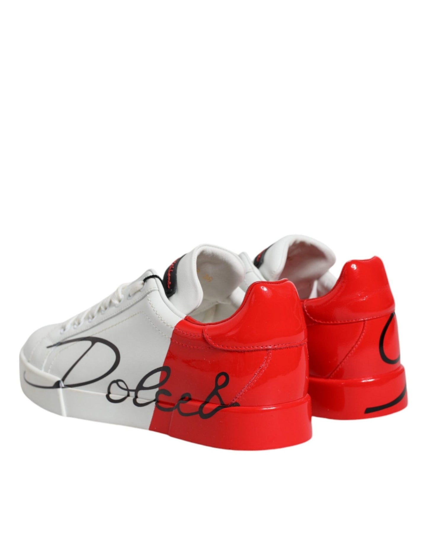 Dolce & Gabbana White Red Portofino Low Top Sneakers Shoes - SMARTMARTNZ