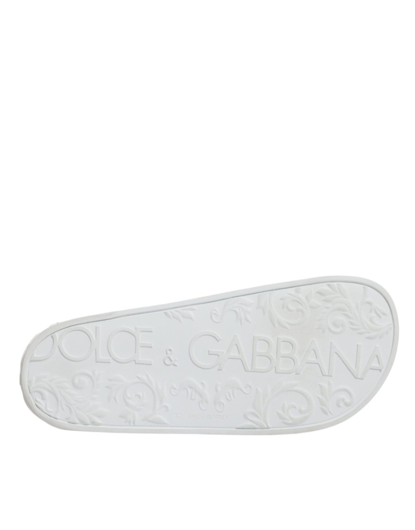 Dolce & Gabbana White Rubber Slides Sandals Beachwear Shoes - SMARTMARTNZ