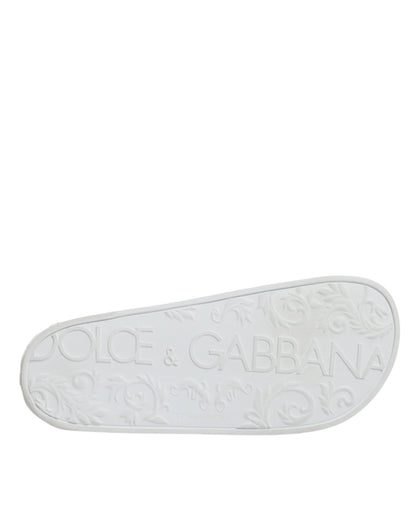 Dolce & Gabbana White Rubber Slides Sandals Beachwear Shoes - SMARTMARTNZ