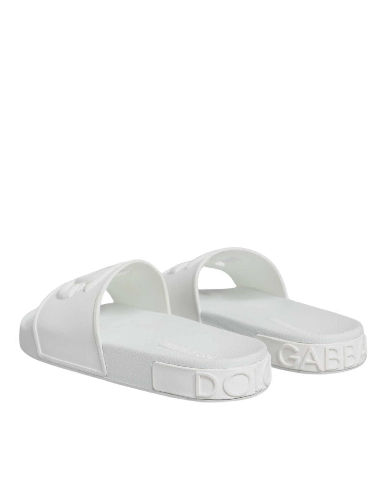 Dolce & Gabbana White Rubber Slides Sandals Beachwear Shoes - SMARTMARTNZ