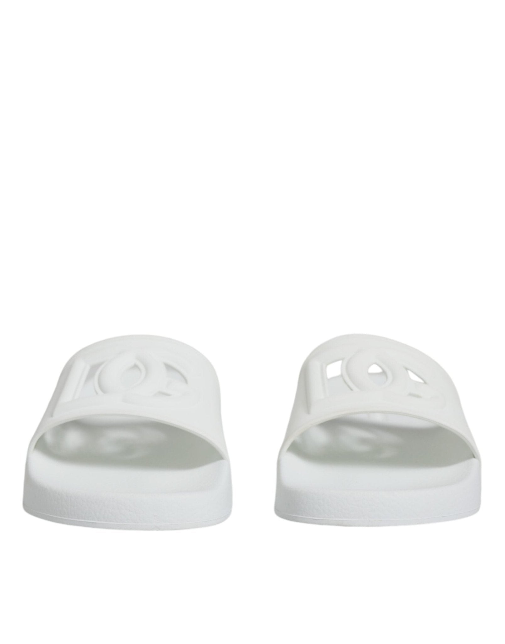 Dolce & Gabbana White Rubber Slides Sandals Beachwear Shoes - SMARTMARTNZ