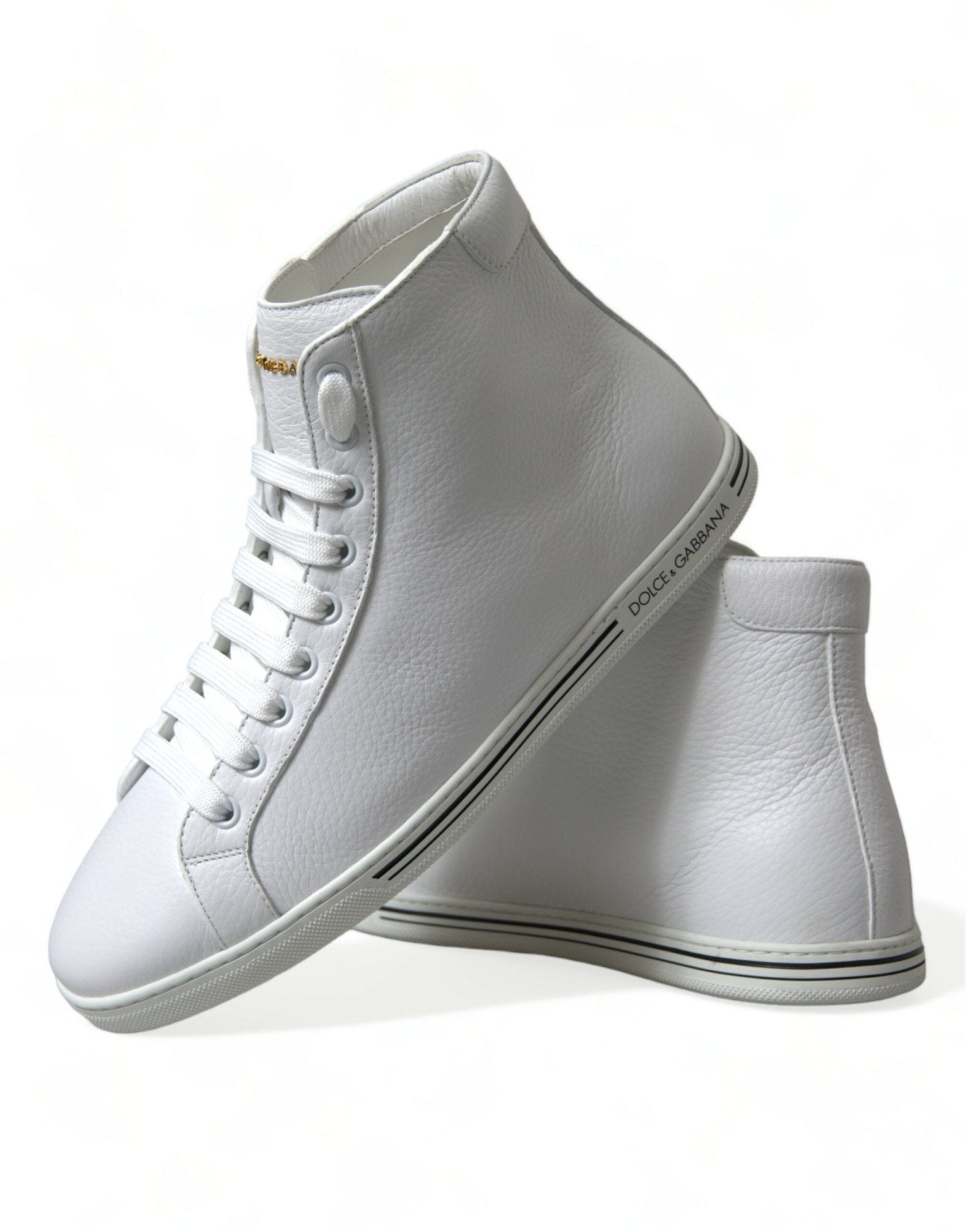 Dolce & Gabbana White Saint Tropez High Top Men Sneakers Shoes - SMARTMARTNZ