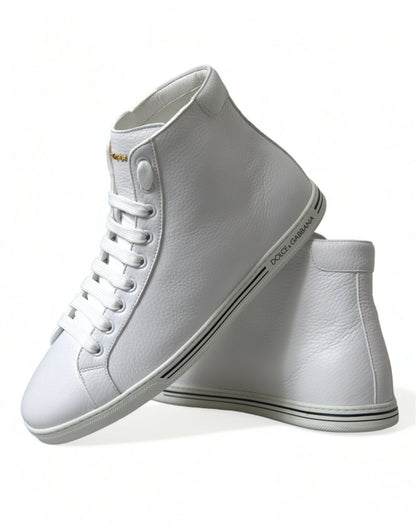 Dolce & Gabbana White Saint Tropez High Top Men Sneakers Shoes - SMARTMARTNZ