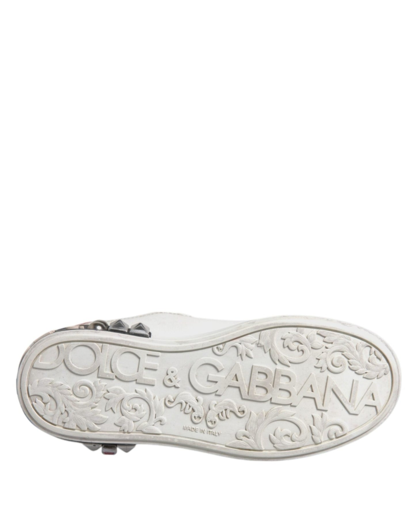 Dolce & Gabbana White Sequined Crystal Low Top Sneakers Shoes - SMARTMARTNZ