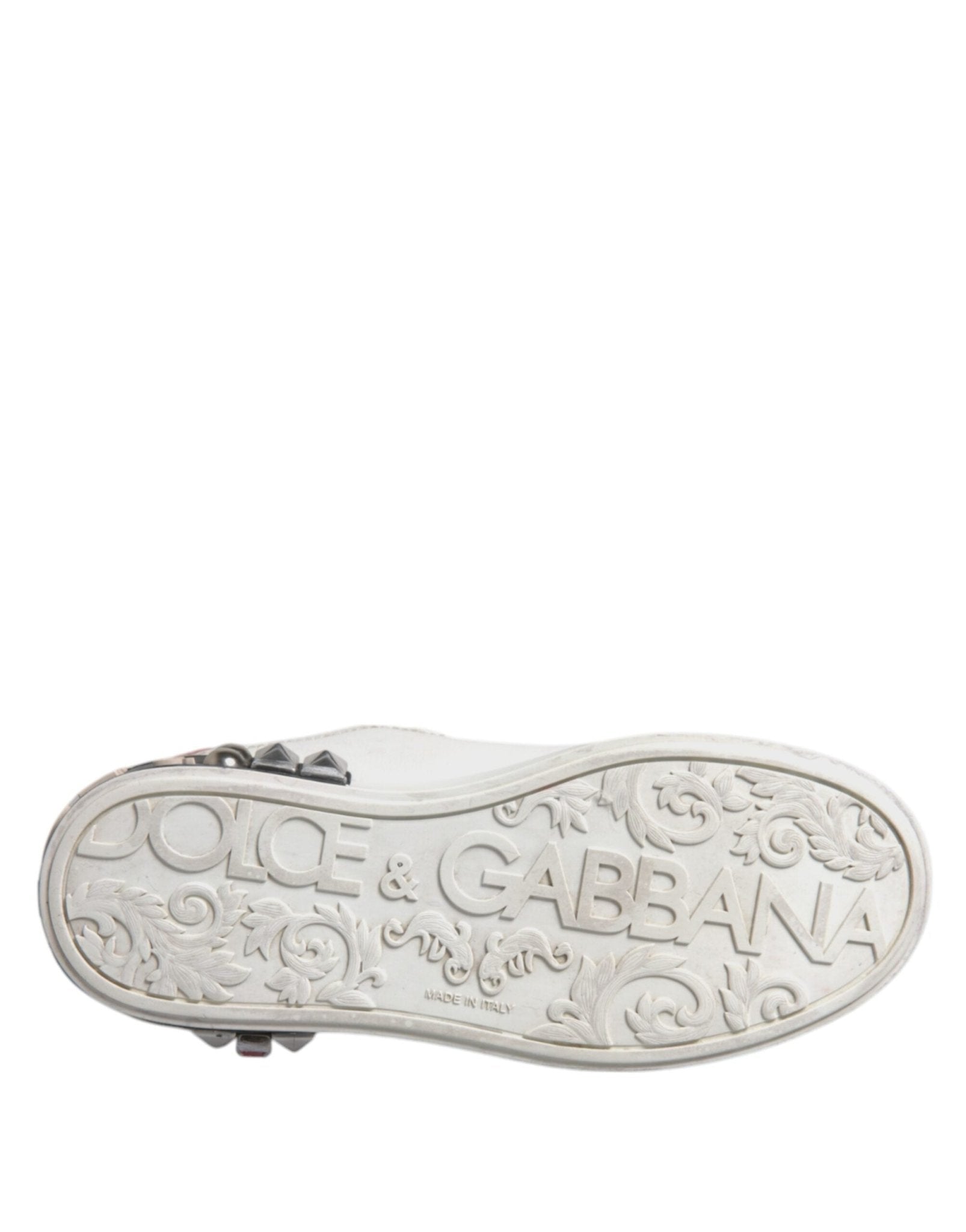 Dolce & Gabbana White Sequined Crystal Low Top Sneakers Shoes - SMARTMARTNZ