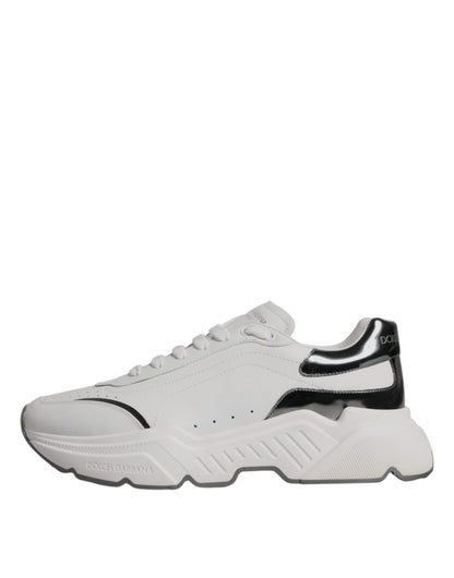 Dolce & Gabbana White Silver DAYMASTER Leather Sneakers Shoes - SMARTMARTNZ