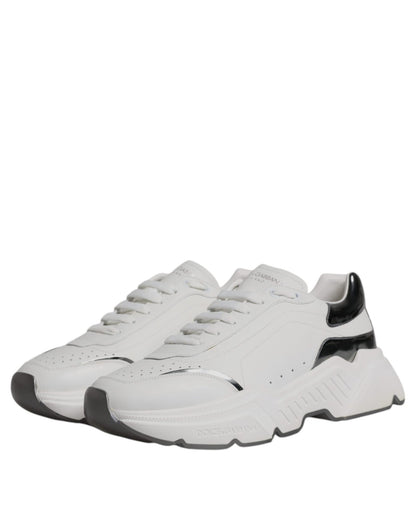 Dolce & Gabbana White Silver DAYMASTER Leather Sneakers Shoes - SMARTMARTNZ