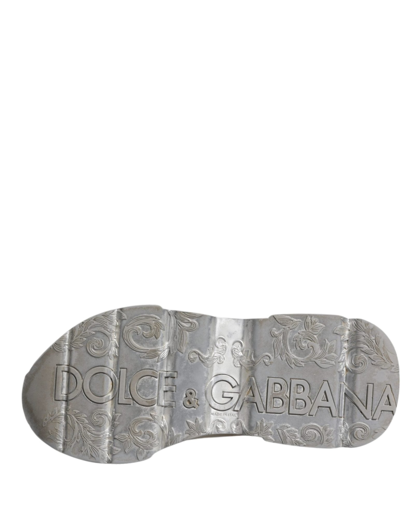 Dolce & Gabbana White Silver Daymaster Low Top Sneakers Shoes - SMARTMARTNZ
