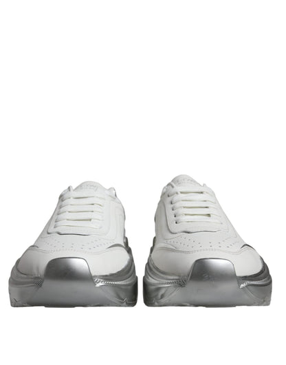 Dolce & Gabbana White Silver Daymaster Low Top Sneakers Shoes - SMARTMARTNZ