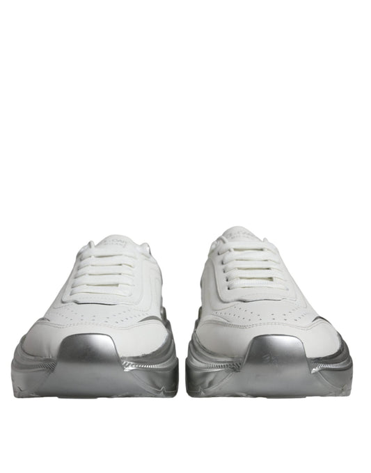 Dolce & Gabbana White Silver Daymaster Low Top Sneakers Shoes - SMARTMARTNZ