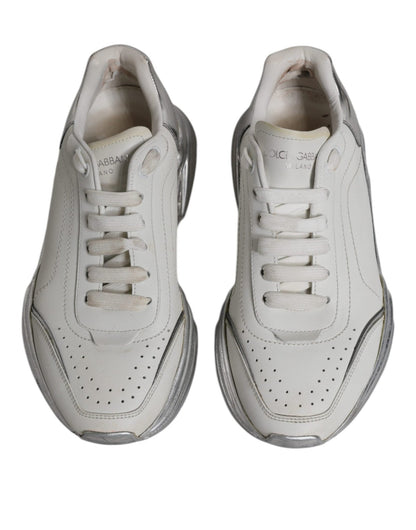 Dolce & Gabbana White Silver Daymaster Low Top Sneakers Shoes - SMARTMARTNZ