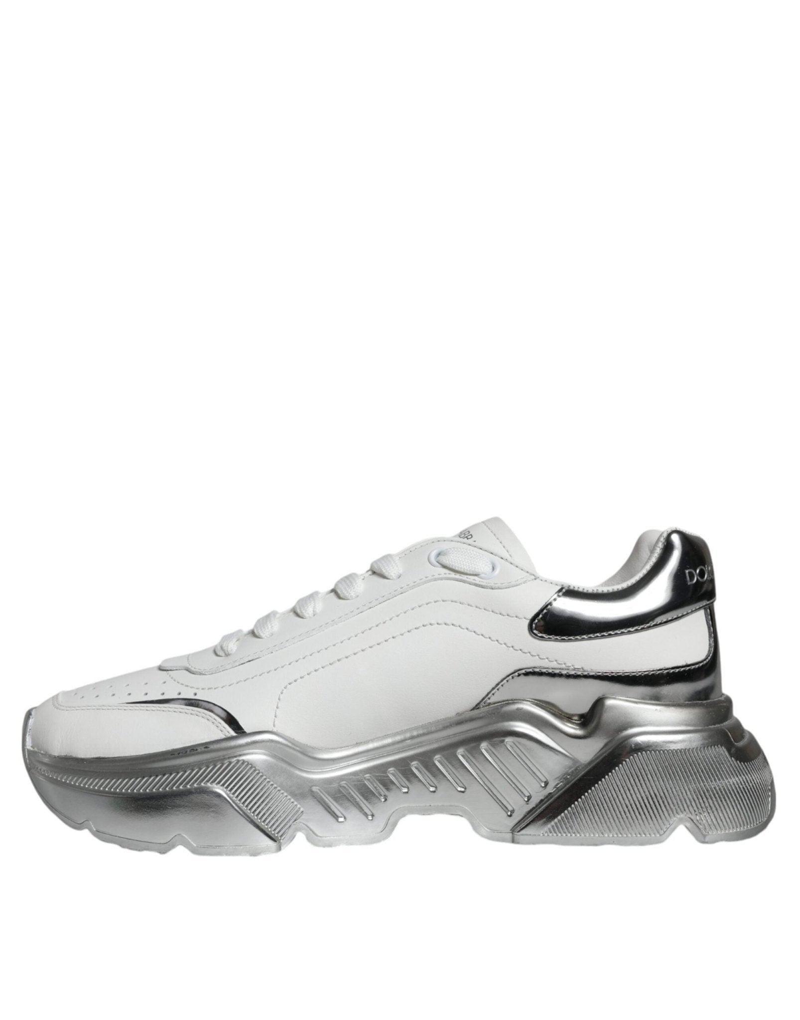 Dolce & Gabbana White Silver Daymaster Low Top Sneakers Shoes - SMARTMARTNZ