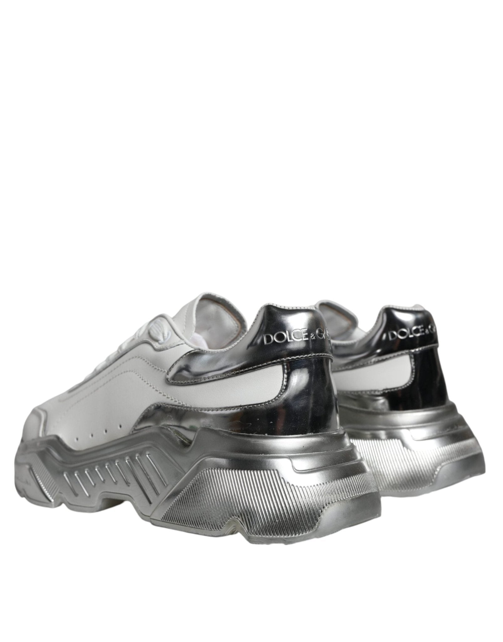 Dolce & Gabbana White Silver Daymaster Low Top Sneakers Shoes - SMARTMARTNZ