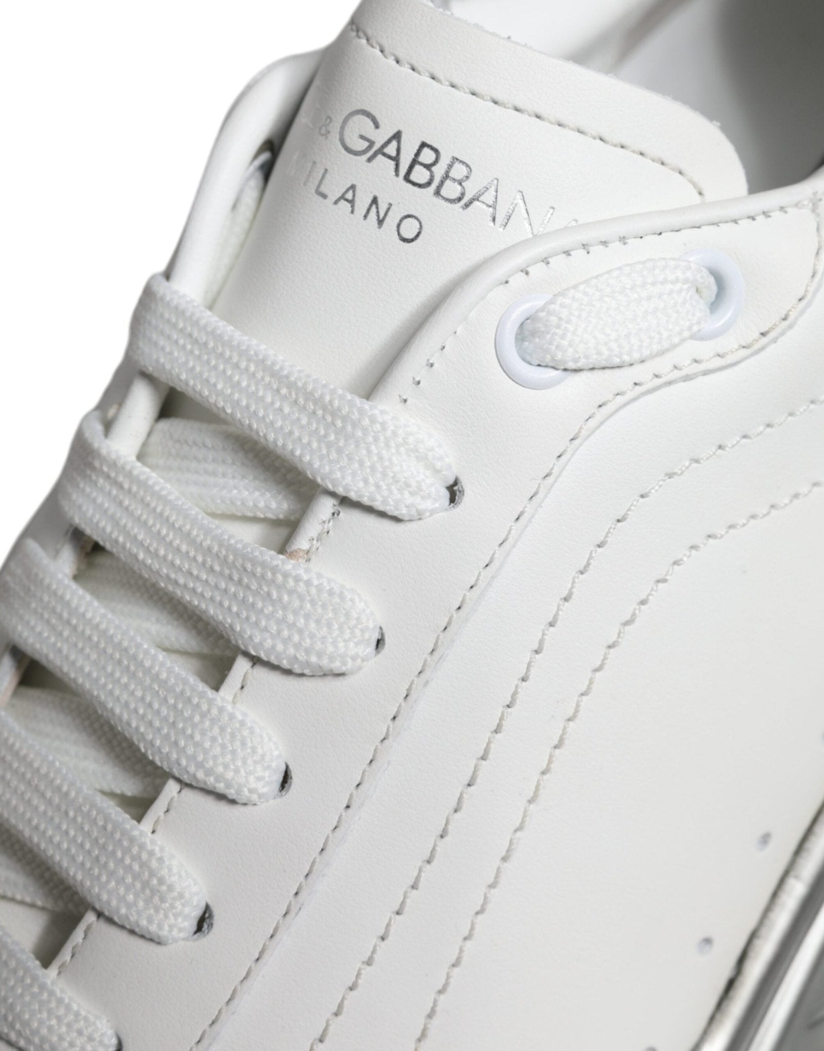 Dolce & Gabbana White Silver Daymaster Low Top Sneakers Shoes - SMARTMARTNZ
