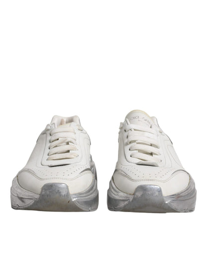 Dolce & Gabbana White Silver Daymaster Low Top Sneakers Shoes - SMARTMARTNZ