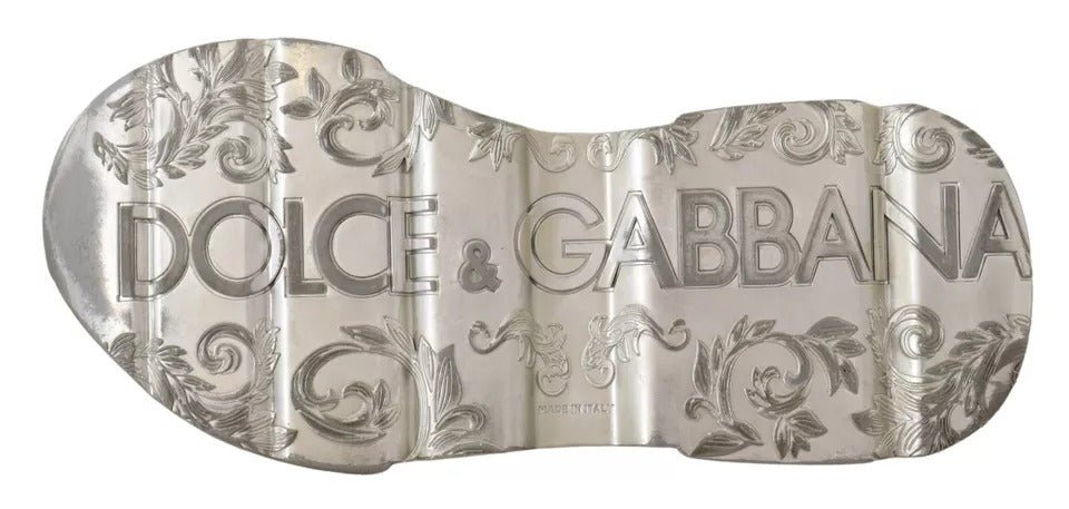 Dolce & Gabbana White Silver Leather Daymaster Sneakers Shoes - SMARTMARTNZ