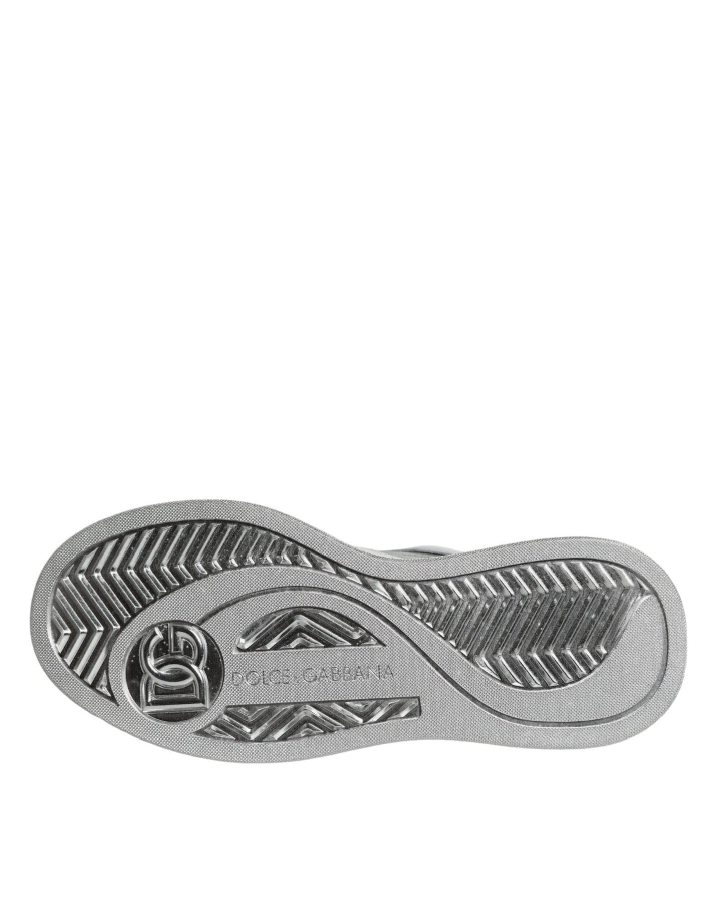 Dolce & Gabbana White Silver Leather Low Top Sneakers Shoes - SMARTMARTNZ