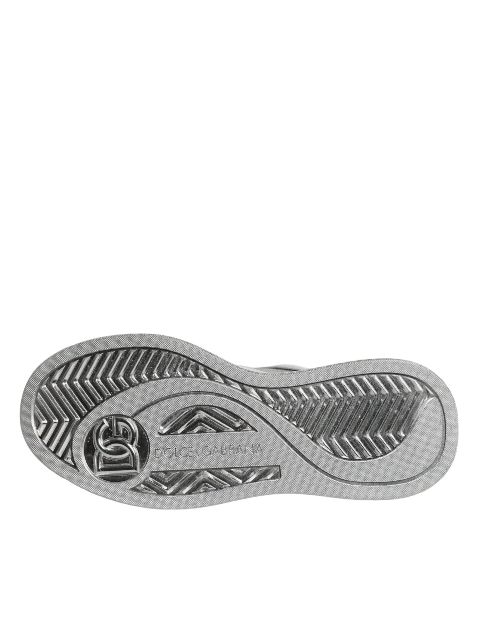 Dolce & Gabbana White Silver Leather Low Top Sneakers Shoes - SMARTMARTNZ