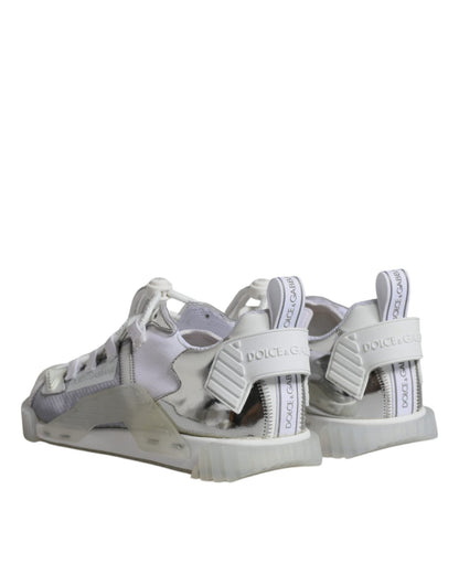 Dolce & Gabbana White Silver Low Top NS1 Sneakers Shoes - SMARTMARTNZ