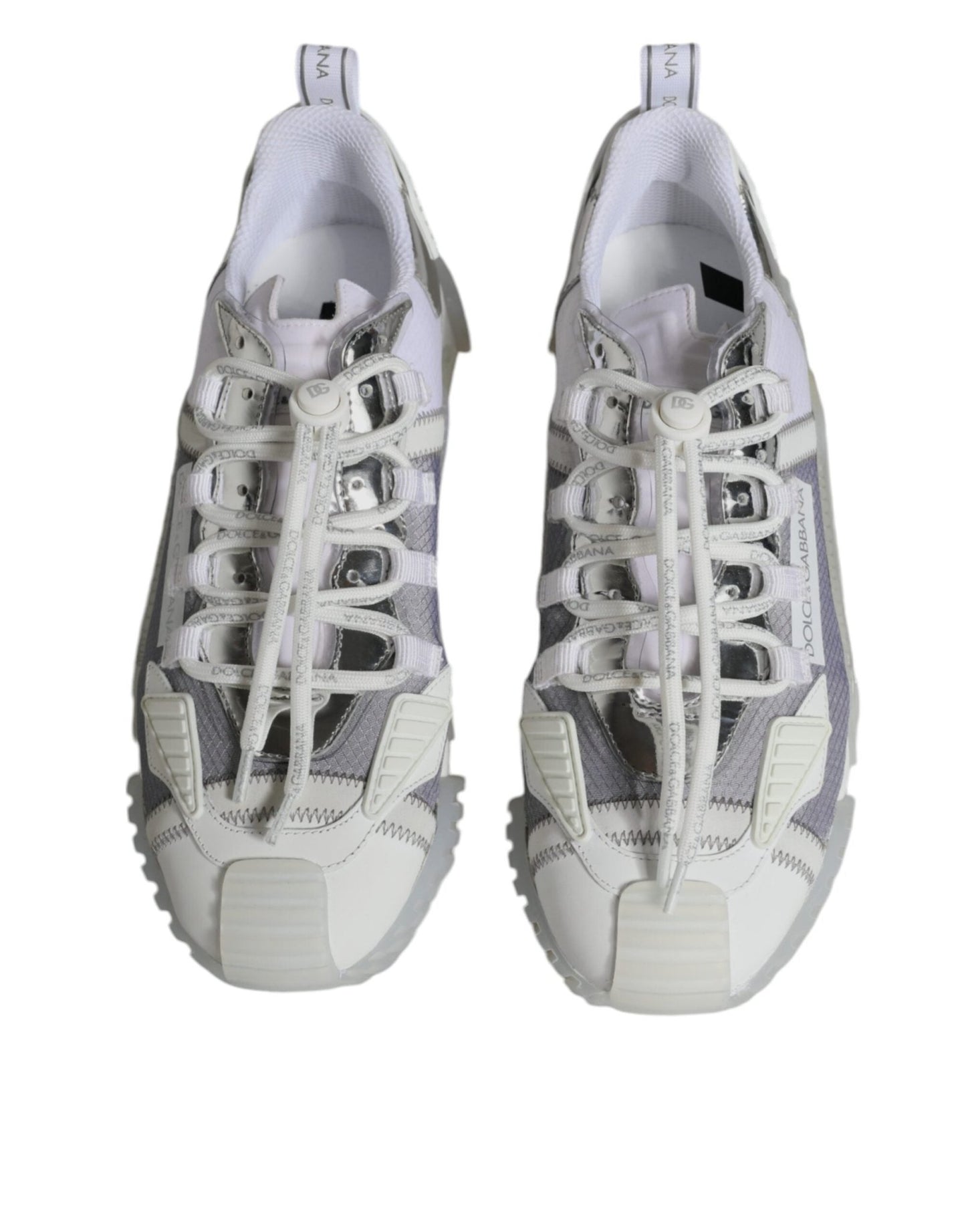 Dolce & Gabbana White Silver Low Top NS1 Sneakers Shoes - SMARTMARTNZ