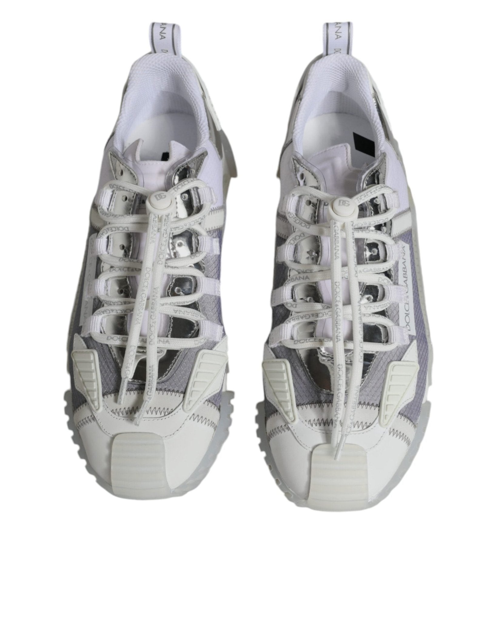 Dolce & Gabbana White Silver Low Top NS1 Sneakers Shoes - SMARTMARTNZ