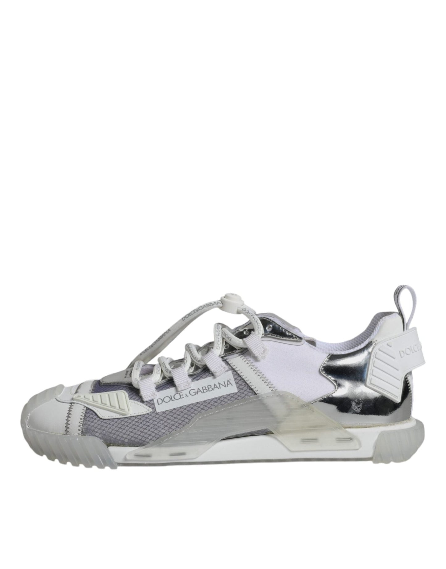 Dolce & Gabbana White Silver Low Top NS1 Sneakers Shoes - SMARTMARTNZ