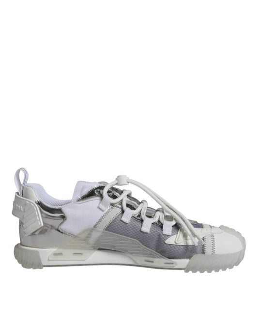 Dolce & Gabbana White Silver Low Top NS1 Sneakers Shoes - SMARTMARTNZ