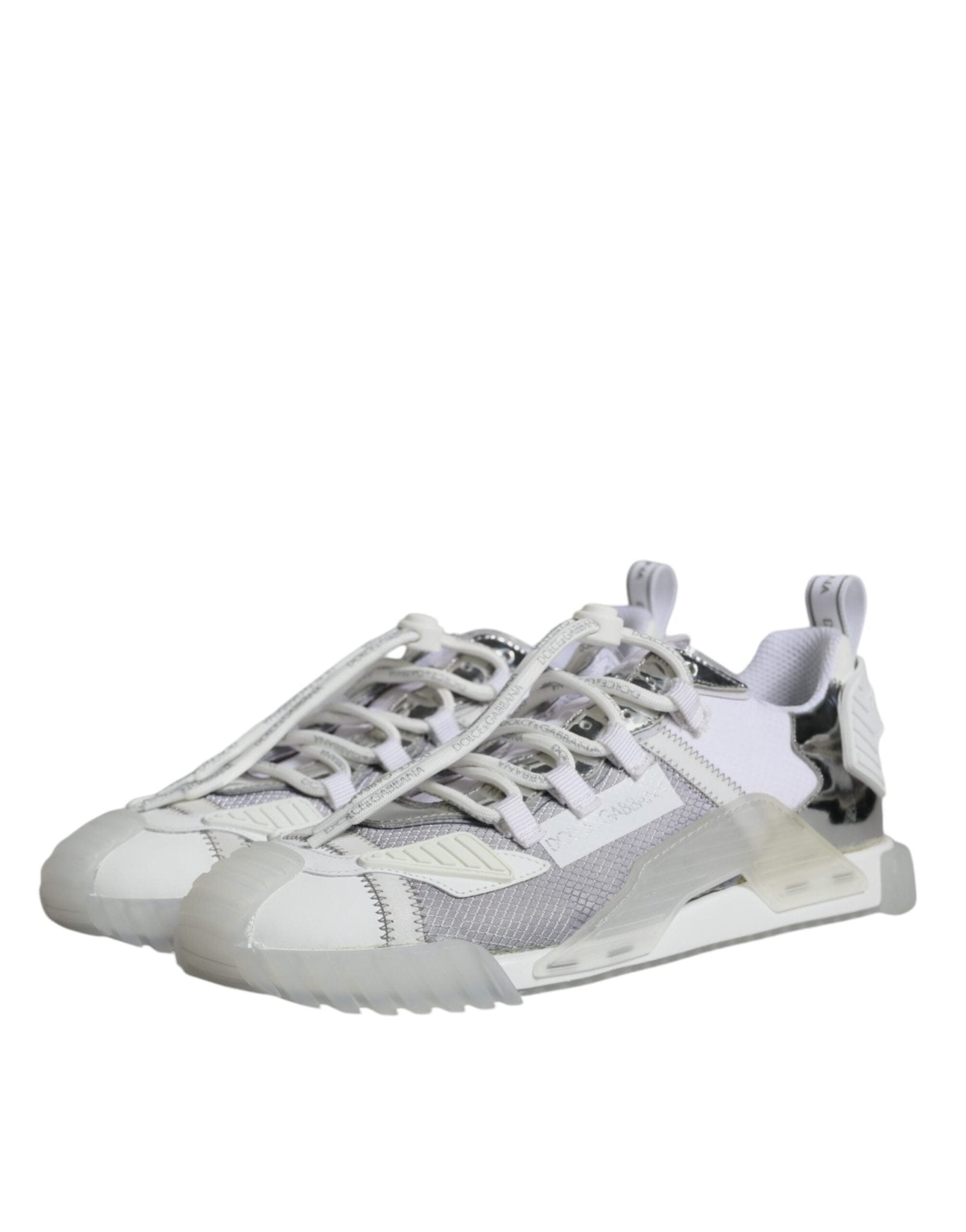 Dolce & Gabbana White Silver Low Top NS1 Sneakers Shoes - SMARTMARTNZ