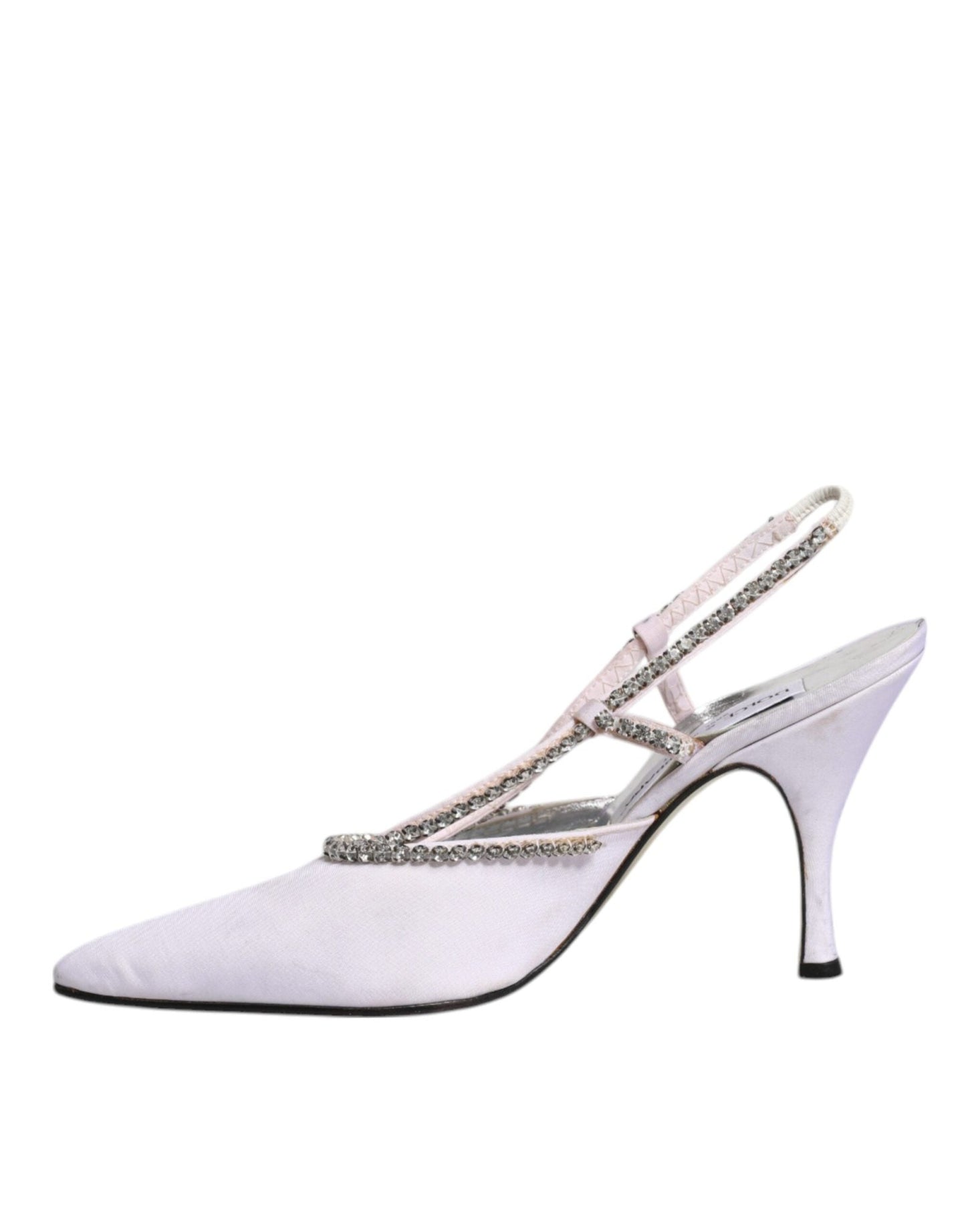 Dolce & Gabbana White Strass Crystal Slingbacks Pumps Shoes - SMARTMARTNZ