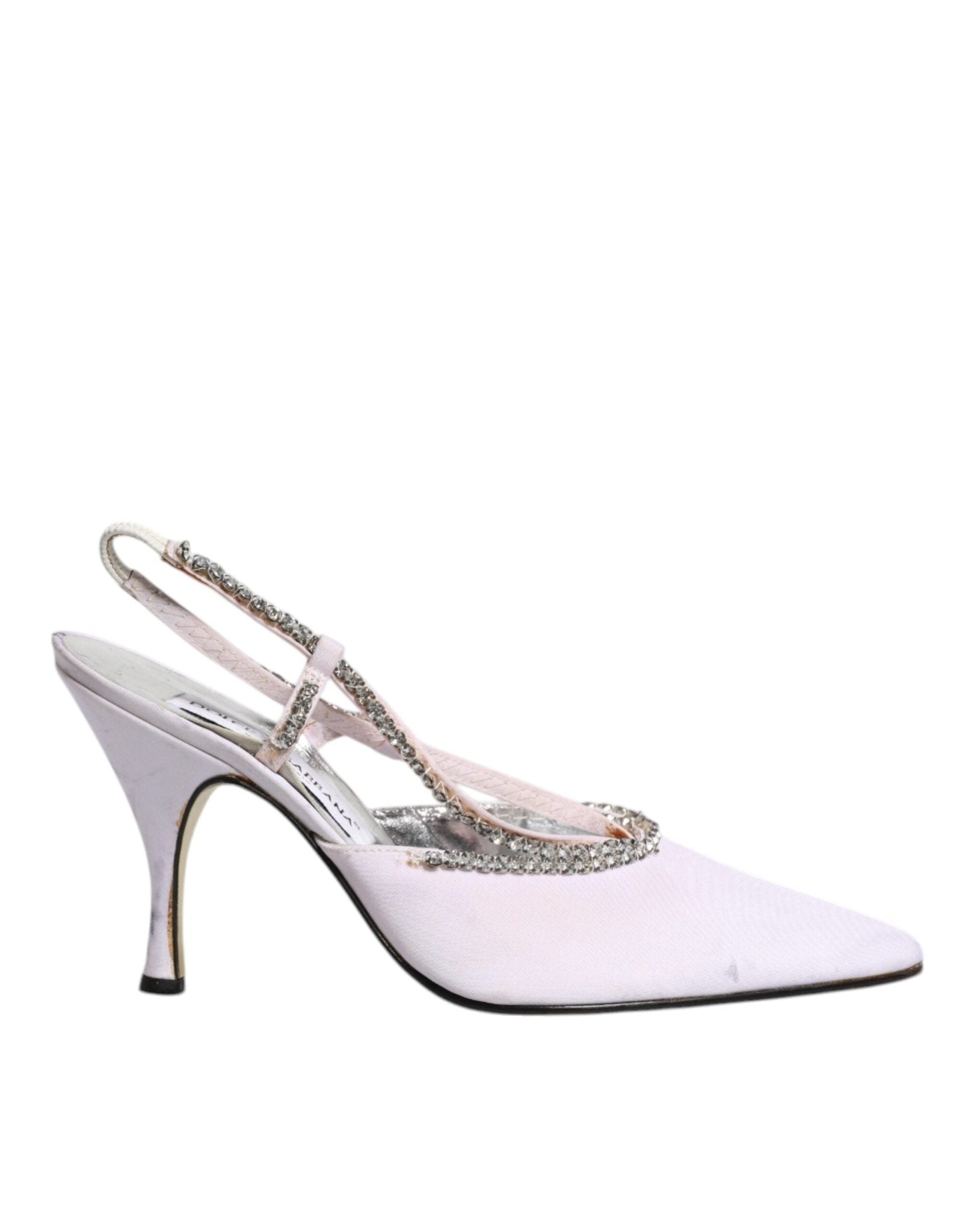 Dolce & Gabbana White Strass Crystal Slingbacks Pumps Shoes - SMARTMARTNZ