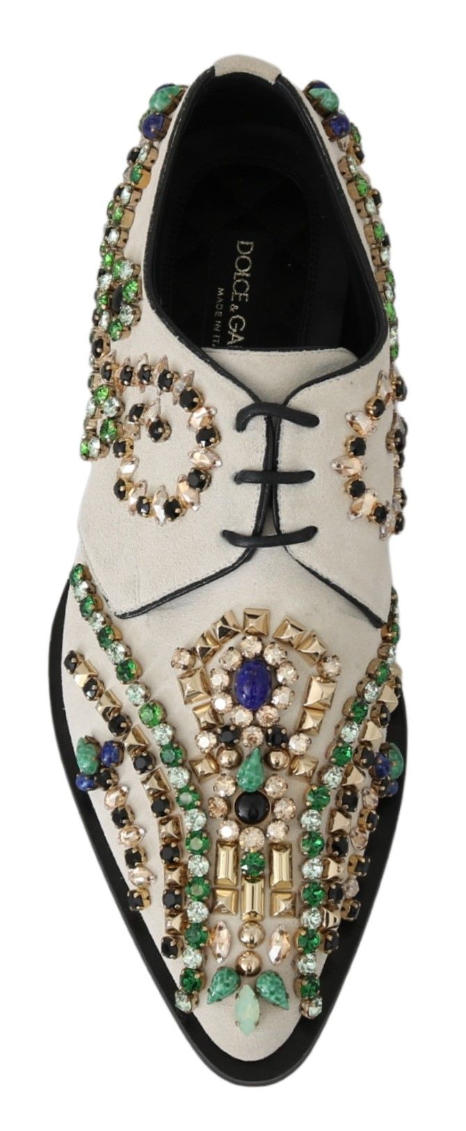 Dolce & Gabbana White Suede Crystal Dress Broque Shoes - SMARTMARTNZ