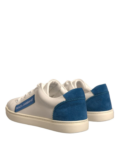 Dolce & Gabbana White Suede Leather Low Top Sneakers Shoes - SMARTMARTNZ