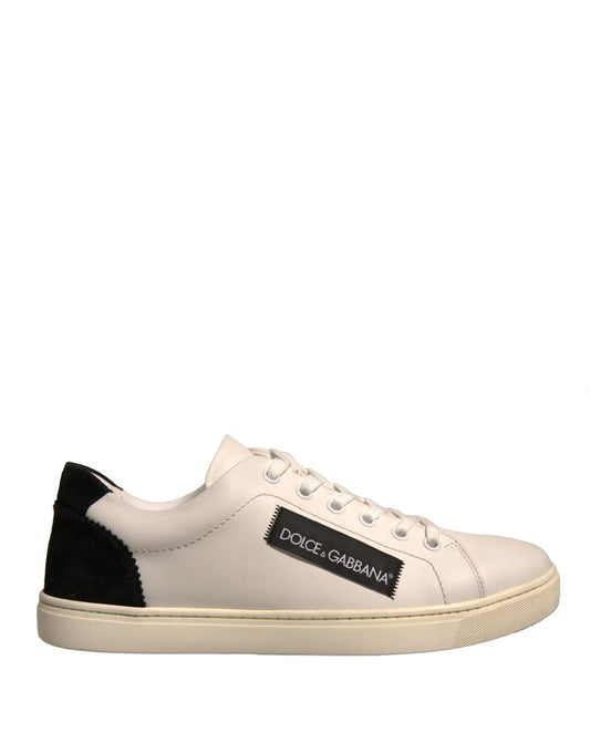 Dolce & Gabbana White Suede Leather Low Top Sneakers Shoes - SMARTMARTNZ
