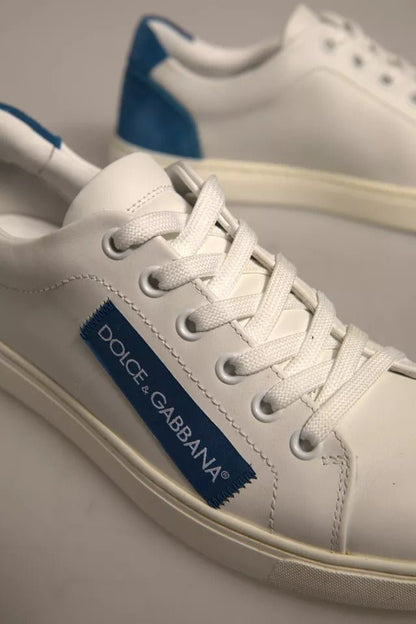 Dolce & Gabbana White Suede Leather Low Top Sneakers Shoes - SMARTMARTNZ