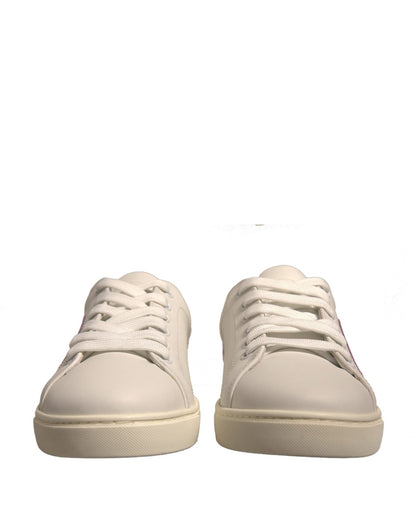 Dolce & Gabbana White Suede Leather Low Top Sneakers Shoes - SMARTMARTNZ
