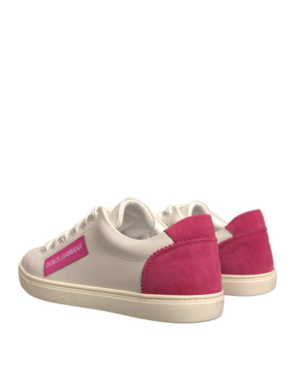 Dolce & Gabbana White Suede Leather Low Top Sneakers Shoes - SMARTMARTNZ