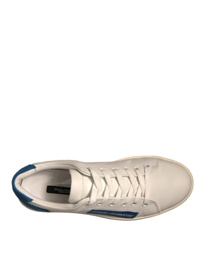 Dolce & Gabbana White Suede Leather Low Top Sneakers Shoes - SMARTMARTNZ